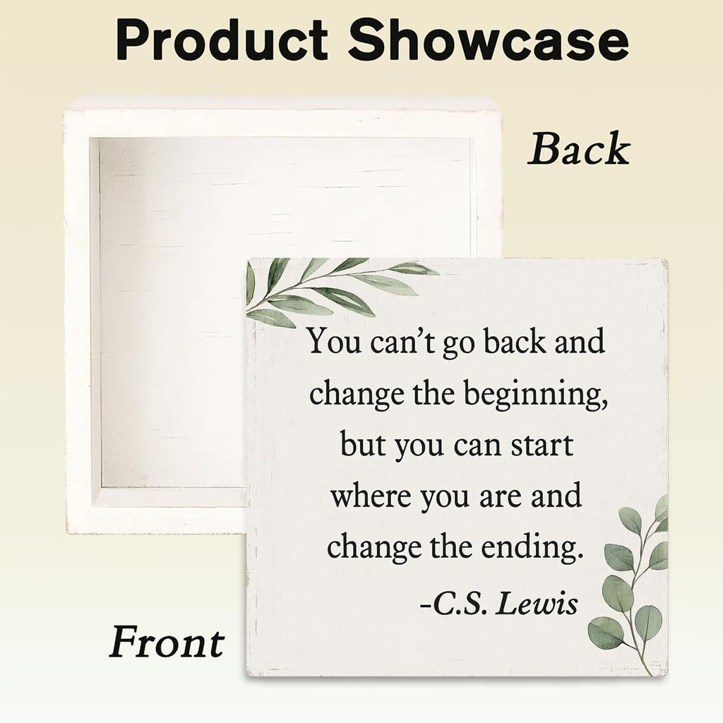 C.S. Lewis Quote Wooden Box Sign, White, 5x5 Inch image 3