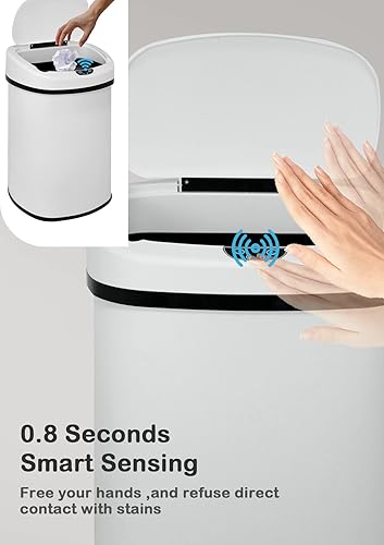 Miniatura 3 de BIQWBIC Bote de basura automático de 50 l13 galones para el hogar y la cocina, cubo de basura grande de acero inoxidable con sensor de movimiento,