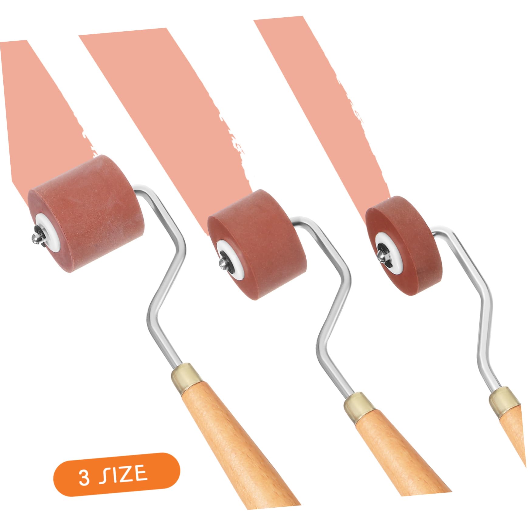 Veemoon Gummiwalzen mit 3 Verschiedenen Rollbreiten 3 Stück für Bastelarbeiten Komfortabler Griff 1cm 2cm und 3cm Ermüdung für Linolschnitt und Künstlerische Projekte