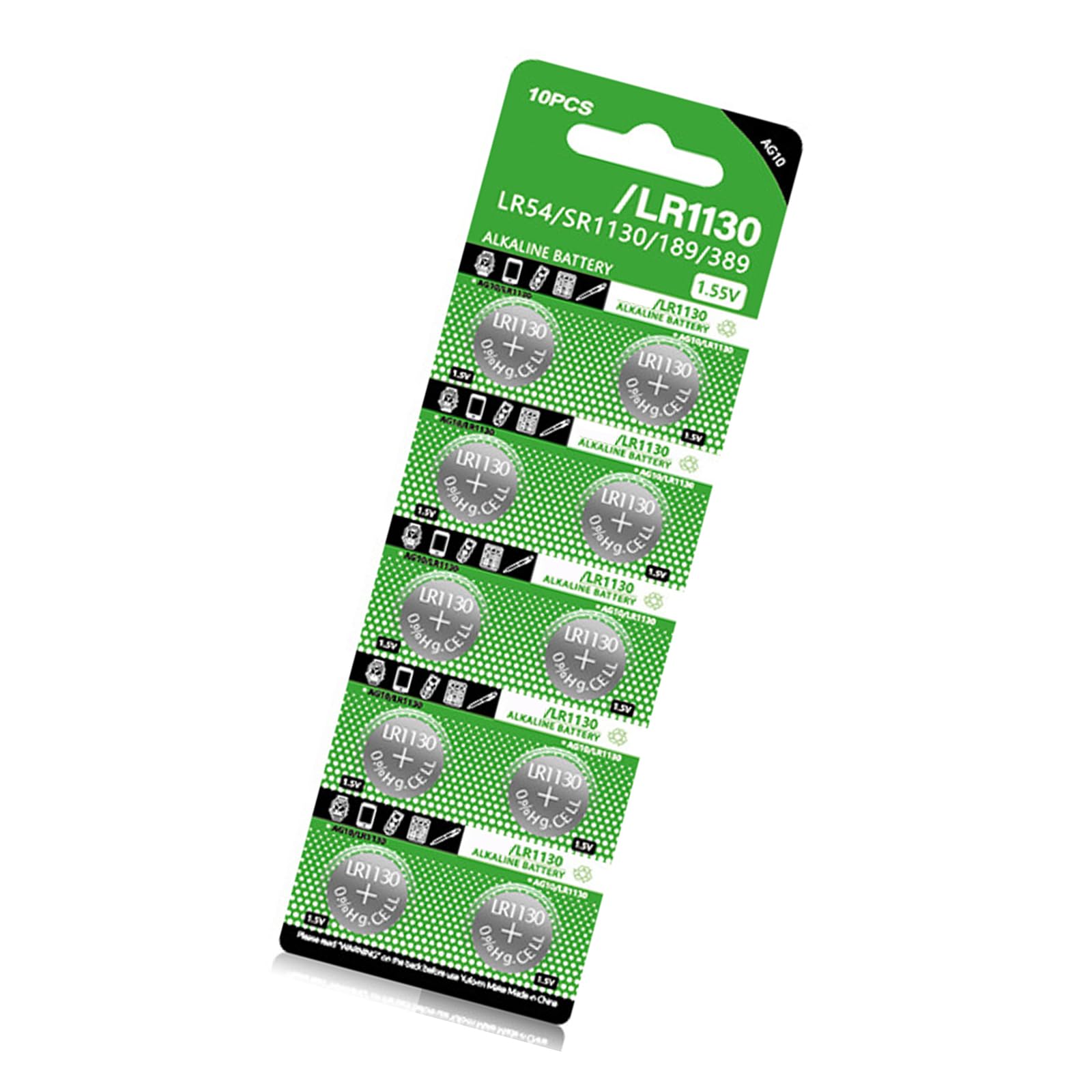 Pilas de botón AG10 LR1130 de 1,5 V de alta capacidad para relojes, juguetes y pequeños electrónicos, 10 unidades — view 8