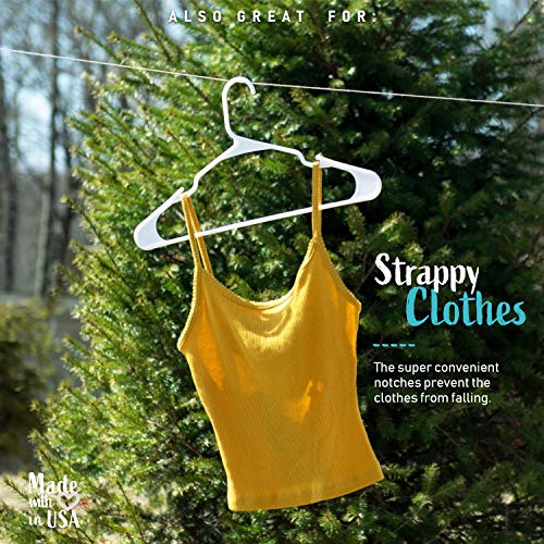 USA Made 24-Pack White Plastic Hangers - Standard-Size Clothes Hangers with Notches - Slim and Durable Hangers for Clothing and Accessories - Closet Organization Essentials for Home, Apartment, Dorm. - Thumbnail 4