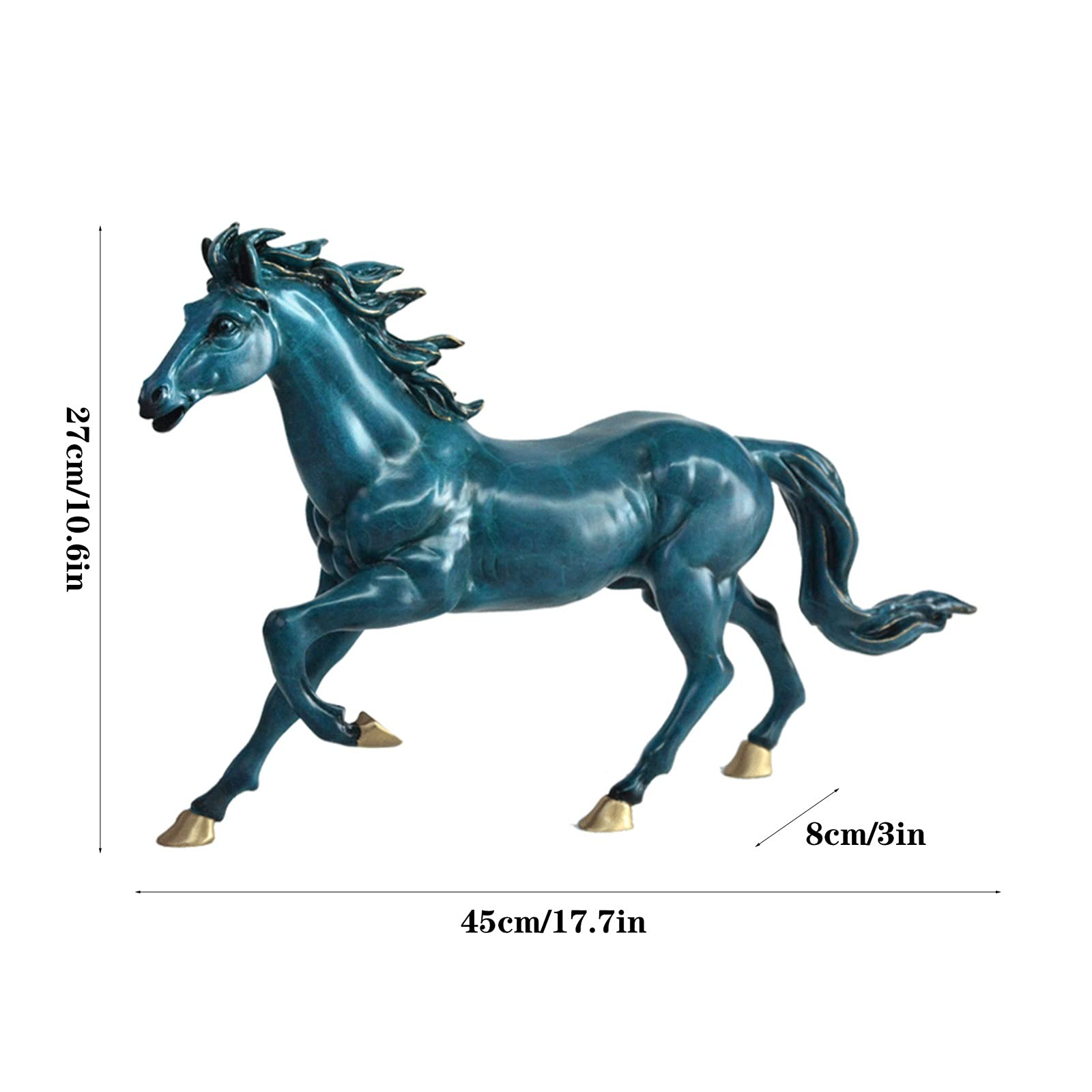 Ozdoba Feng Shui Chiński Feng Shui Koń Szczęście Statua Miedź Chiński Zodiak Dekoracja stołu Bogactwo Statua dobrobytu Najlepszy prezent na parapetówkę 10,6 cala Wysokość Wystrój Statua