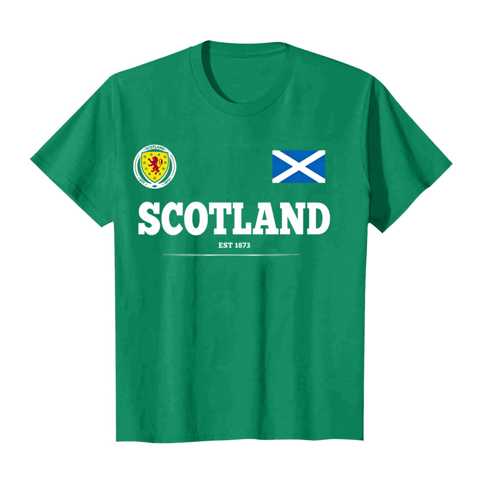 Scotland Football T Shirt Unisex Scottish Flag Short Sleeve Crew Neck Funny – Men Women Football Fans (A-Green, XL) — image 1