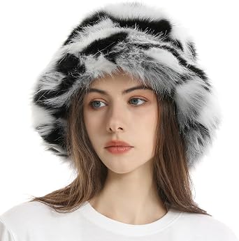 Fuzzy Bucket Hat Y2k Fashion Warm Winter Hat Fluffy Furry Plush Faux Fur Hats Fishing Hat Bucket Hats for Women 2026