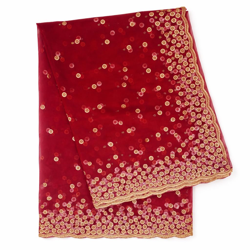 talbiz Women’s Bridal Net Shawl for Lehenga | Glitter and Emroidery Dupatta for Wedding, Party & Festival Wear 2.5 Mtr-picture-37
