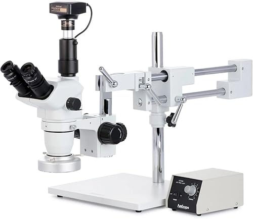 AmScope ZM-4TNW3-80AM-5M Microscopio Digital Profesional Trinocular Estéreo, Oculares EW10x y EW25x, Ampliación 2X-225X, Objetivo de Zoom