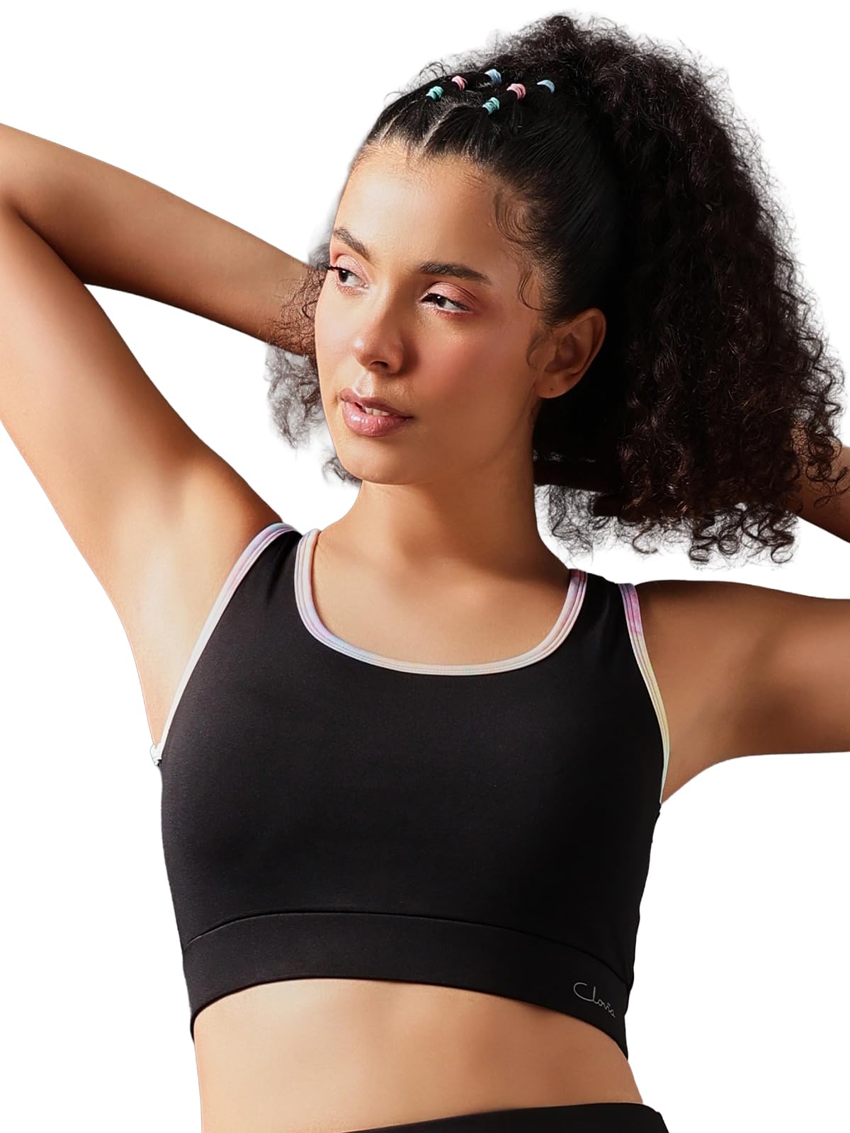 Women's Medium Impact Padded Non-Wired Sports Bra with Removable Cups