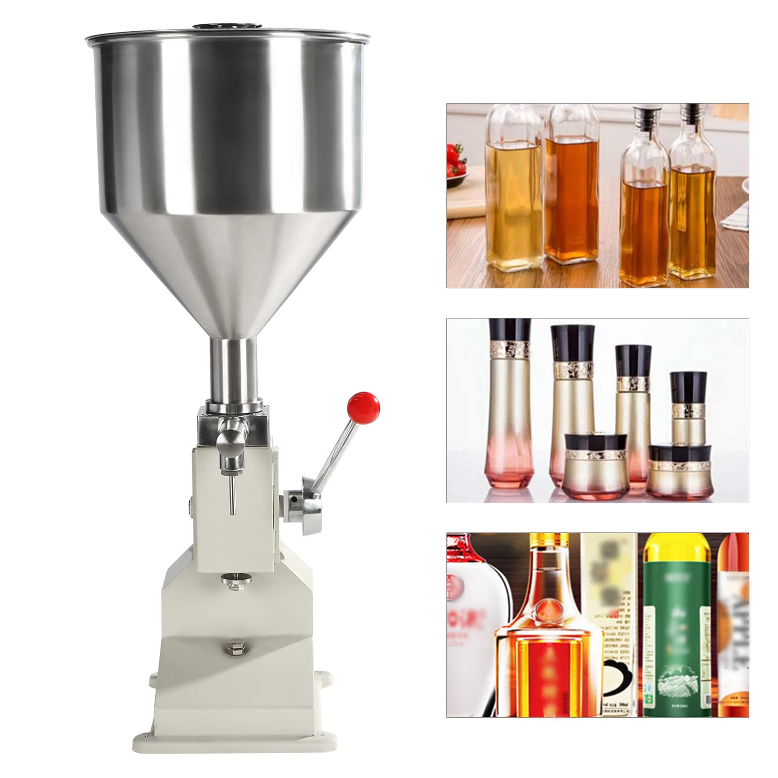 Manual Paste Liquid Filling Machine,Adjustable Bottle Fillerwith 10L Hopper for Filling Paste/Cream/Cosmetic/Perfume/Lip Gloss
