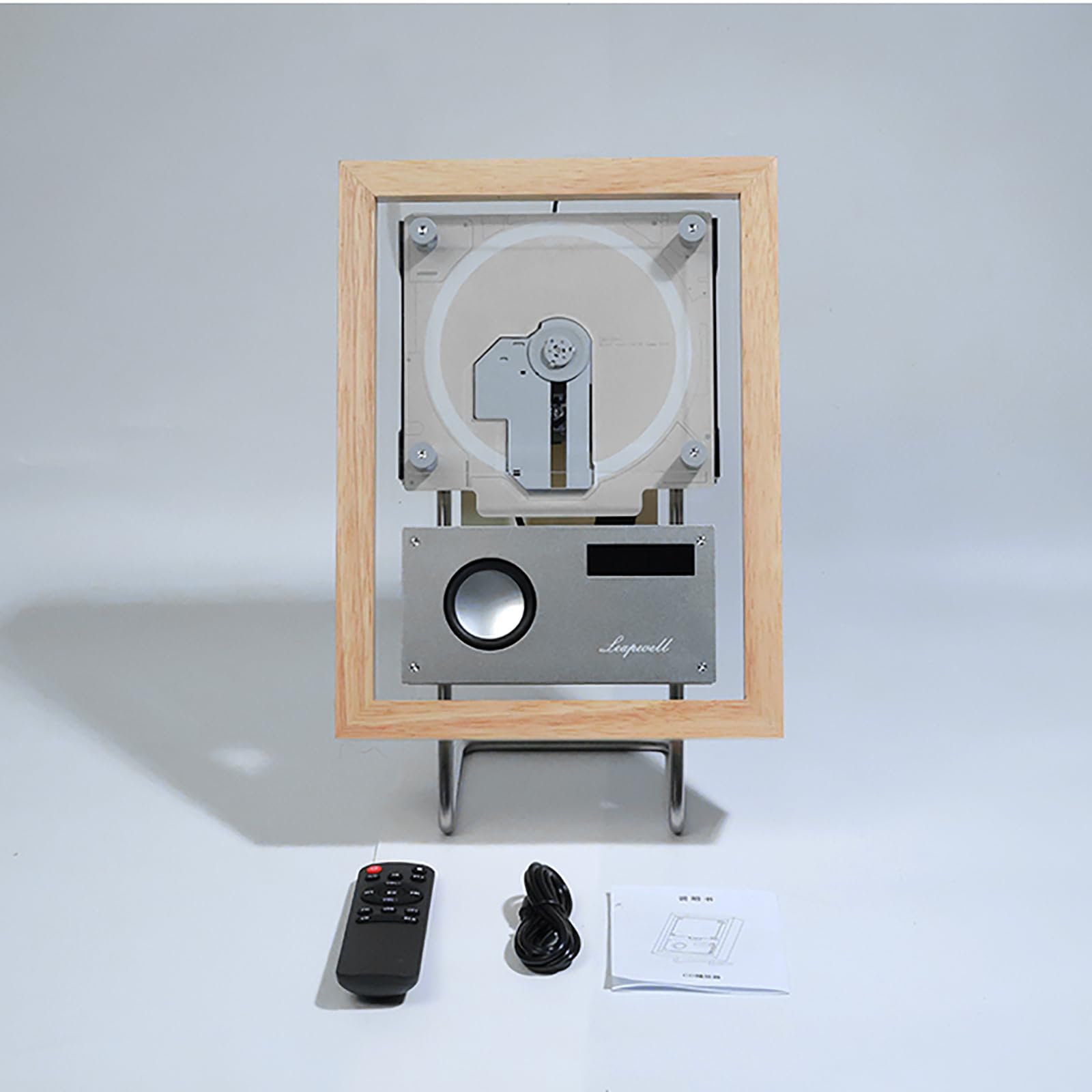 Lettore CD Bluetooth con telecomando, altoparlante incorporato, modalità CD/USB/FM/AUX, cornice per musica retrò per la decorazione della casa