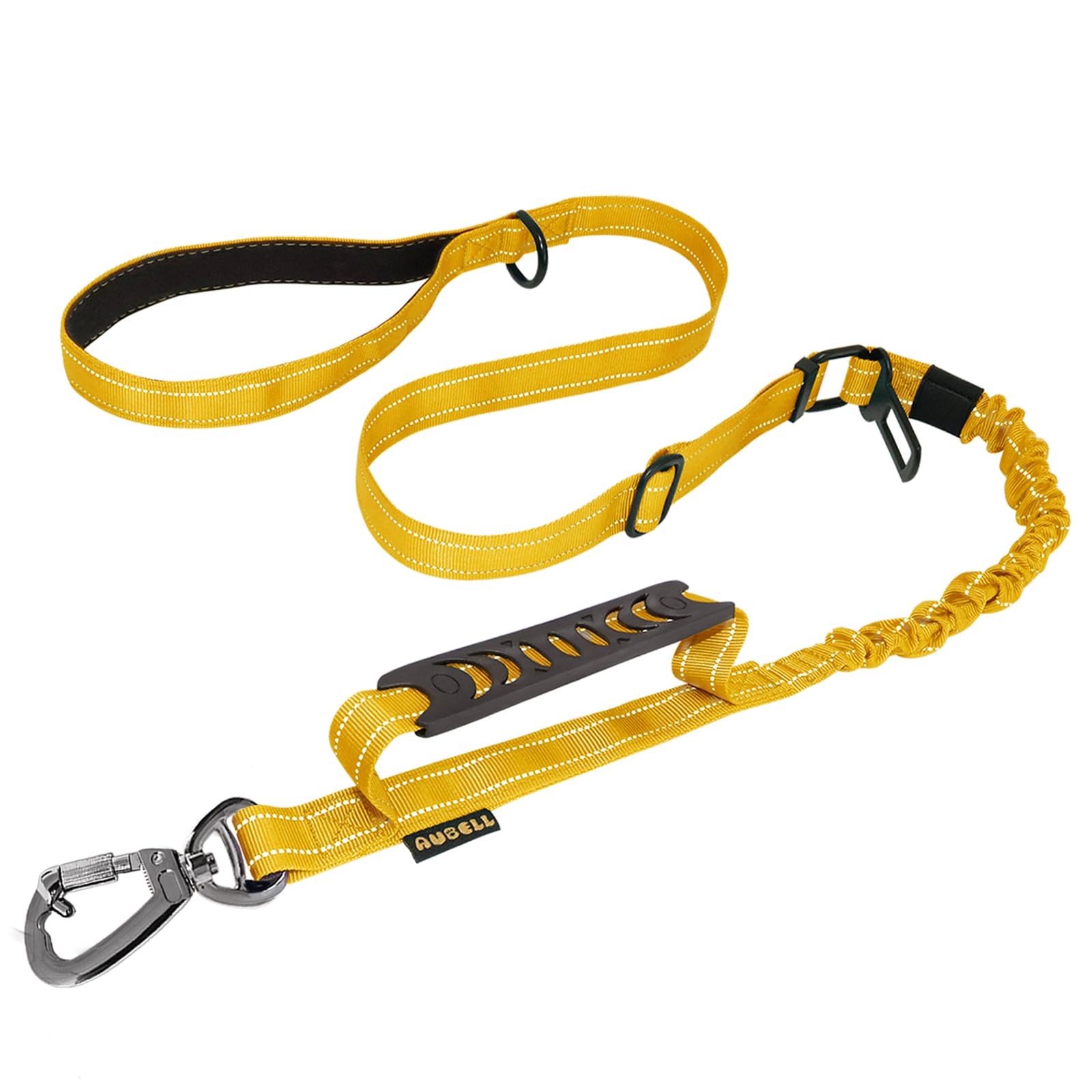 AUBELL Tactical Dog Leash Heavy Duty,4-6ft Reflective Strong No Pull Bungee Leash for Medium Large Dogs with Comfortable Padded Double Handle,Car Seat