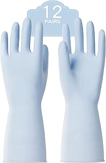 PACIFIC PPE 12 Pairs Dishwahsing Gloves, 12 Inches Rubber Gloves, Blue Kitchen Gloves, Long Dish Gloves for Household Clea...