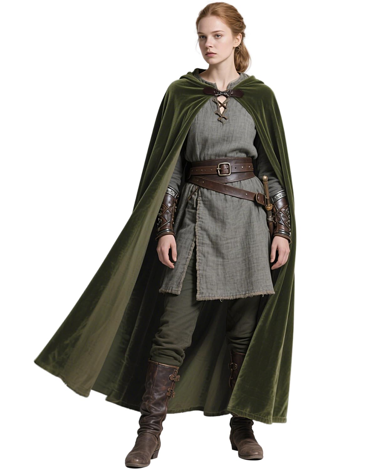 keland Capa medieval con capucha Renaissance Cloak para mujer, hombre, Halloween, cosplay (verde oliva)