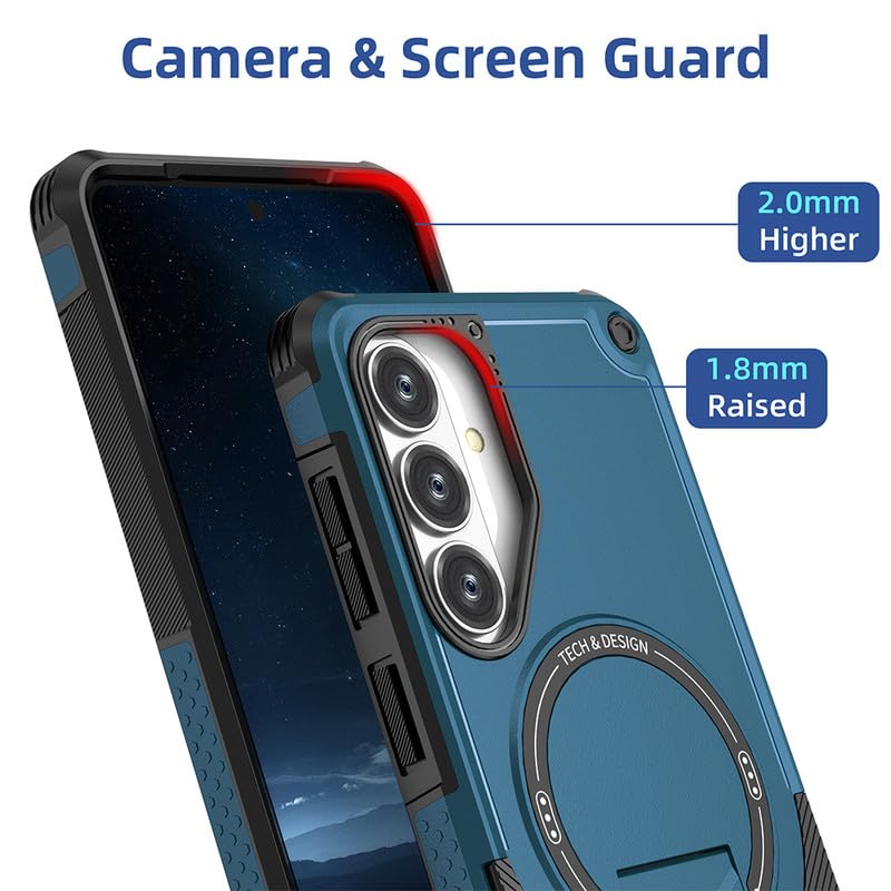 Image of US LITE Back Cover for Samsung Galaxy S26 with Portable Kickstand | MagSafe Compatible Magnetic Case | Shockproof Military Grade Protection | Extreme Protection Phone Cover - Blue