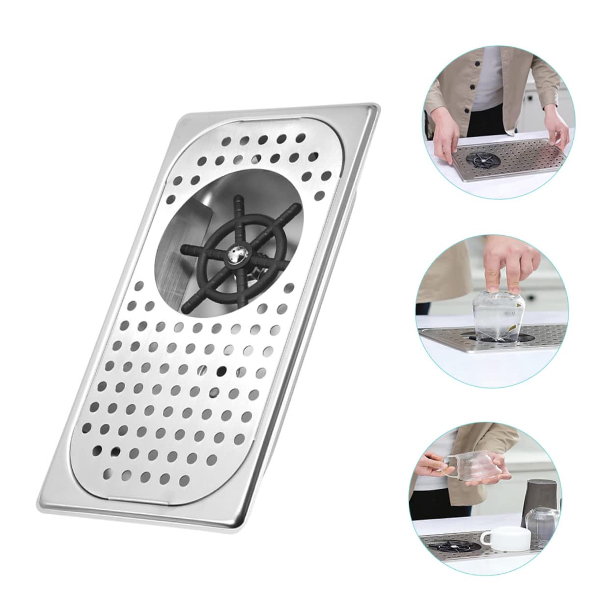 OSALADI 1juego Lavavasos De Inoxidable Rinser Para Fregadero Limpiador Automático De y Botellas Para Cocina Bar y Restaurantes Instalación y Durabilidad