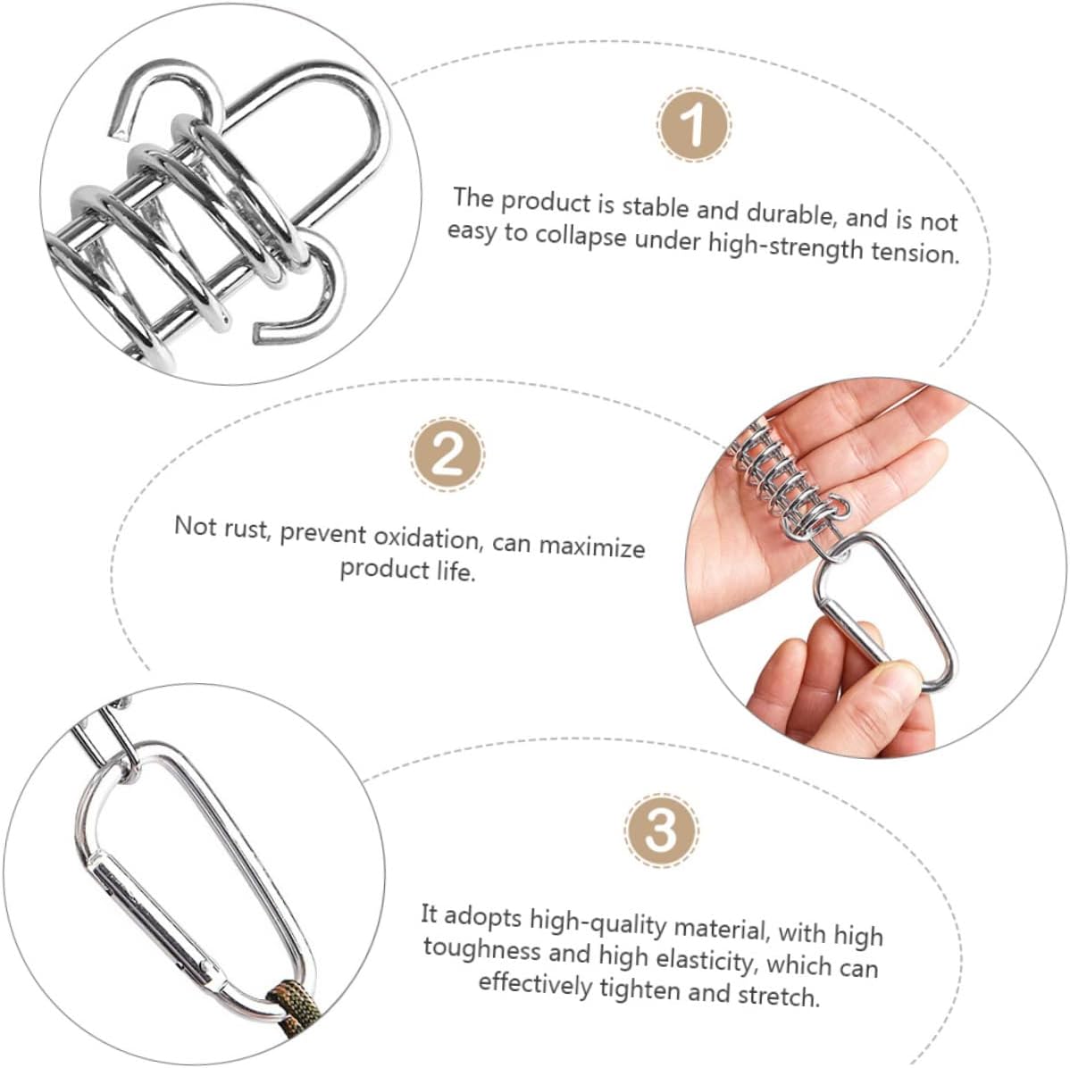 Tent Spring Buckle Set Heavy-Duty Steel Tent Rope Tensioner for Camping Backpacking Outdoor Use Sturdy Spring Hook Buckles