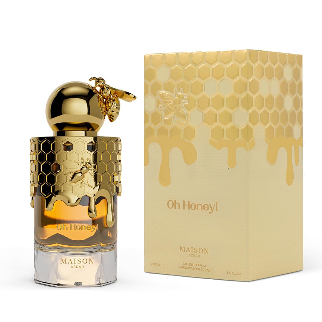 Maison Asrar Oh Honey, Eau de Parfum Orientale-Gourmand, 100 ml, Fragranza Unisex con Note di Miele e Fiori Bianchi