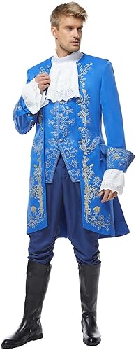 Miniatura 5 de Disfraz de la bestia, disfraz de príncipe de belleza, uniforme azul, disfraz de Halloween, cosplay, trajes de caballero