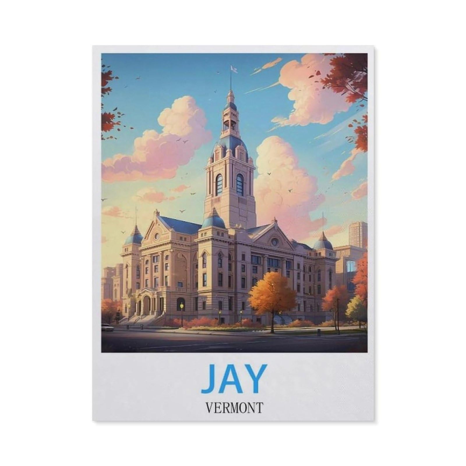 BEAYODKP Diamond Painting，Jay Vermont Vintage Travel Posters，Diamond Painting Art Embroidery Cross Stitch Pictures Gift Wall Decoration（30 x 40 cm/11.81 x 15.74 inches）-BW96