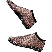 Tarz Kiz Sparkly Women Shoes, Ultra Comfortable Shiny Gem Mesh Flats, Glittery Stretchy Net Shoes Color Black, Size 8