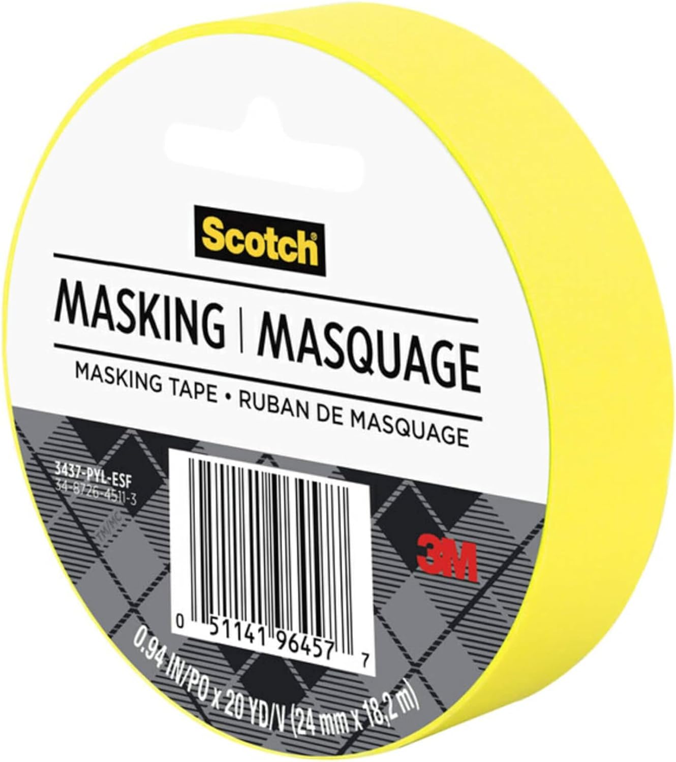 Scotch Expressions Masking Tape, .94 in x 20 yd, Great for Decorating, DIY, and Crafts, 6 Rolls, Primary Yellow