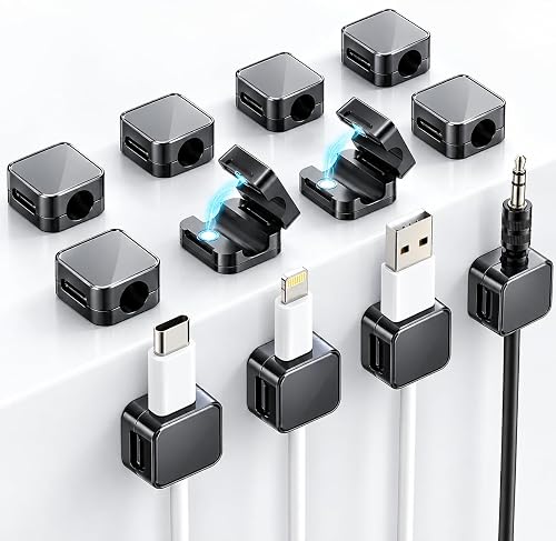 ELZO ケーブルホルダー マグネット ケーブルクリップ 12個セット 7.5mm対応 ケーブルスムーズ調整 ケーブル収納 コードホルダー 配線整理