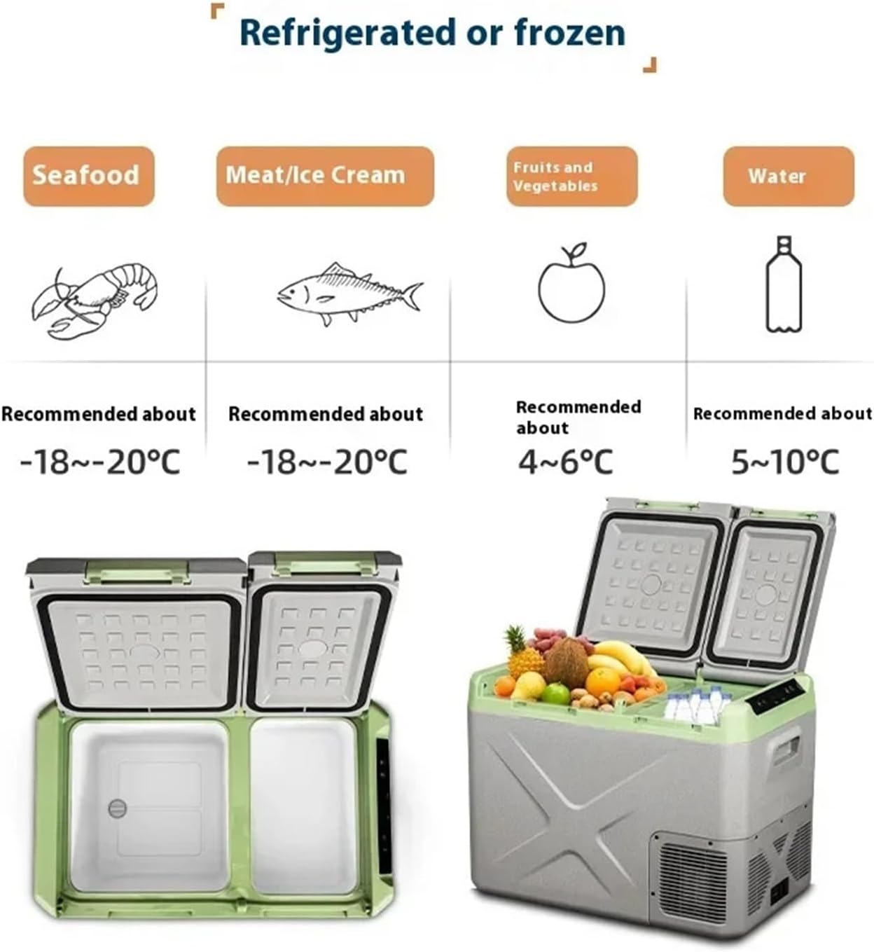 35L Car Refrigerator Dual Door Portable Freezer for Vehicle and Home Large Capacity Mini Fridge