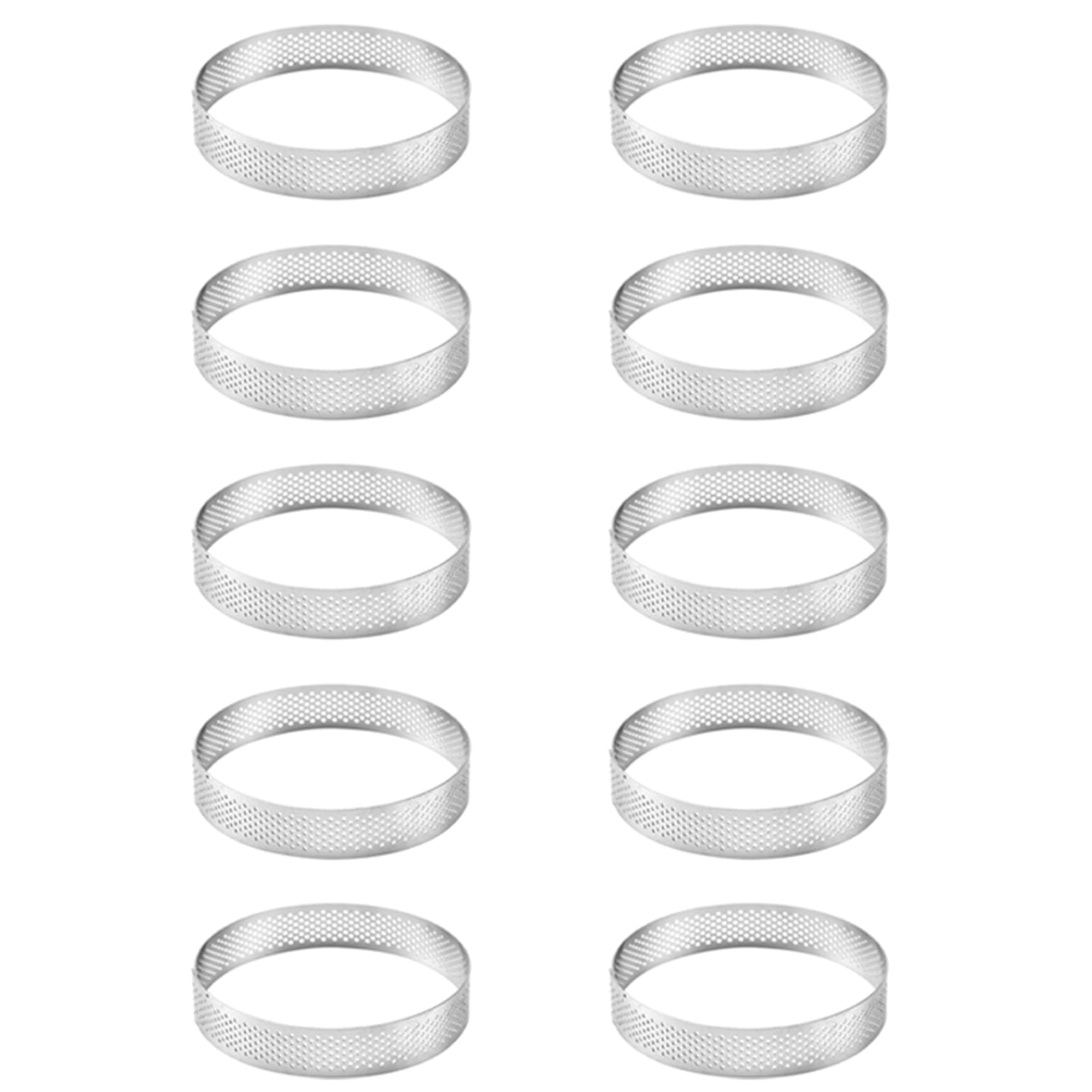 Hndhbfgrt 10pcs 20cm Round Stainless Steel Cake Hole Molds Mousse Cake Tart Ring Pizza Dessert DIY Decor Mould Kitchen Baking Tool