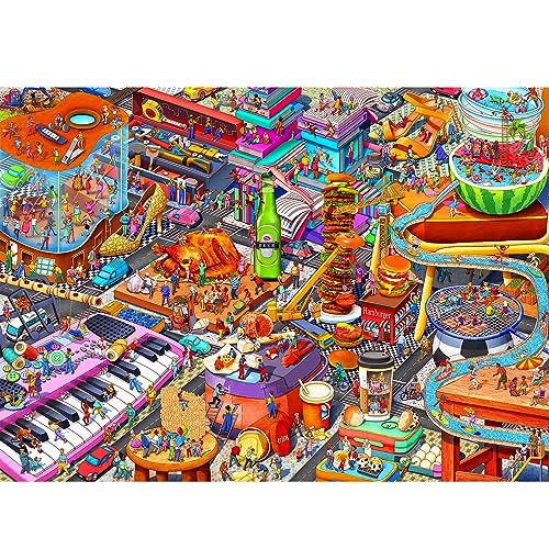 HUADADA Jigsaw Puzzles for Adults 1000 Piece Jigsaw Puzzles for Adults Challenging Game Puzzles with Letters on Back（Little People's World Party）