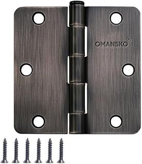 18 Pack Door Hinges, 3.5 x 3.5 Inch Oil Rubbed Bronze Hinges for Wood 1/4'' Radius Corners Interior Hinges, 3 1/2 Inch Door Hinges for Residential Doors