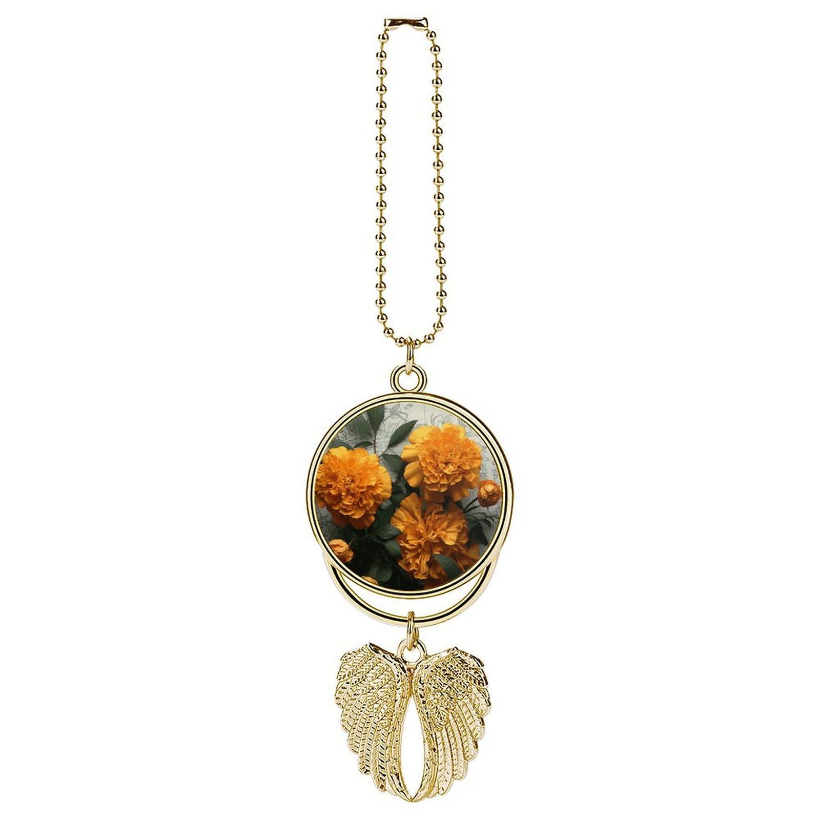 Marigold Car Pendant Rear View Mirror Hanging Ornament Auto Metal Charm for Aesthetic Interior Decor. Lucky Car Accessories Cute Funny Hanging Decor for Car Truck