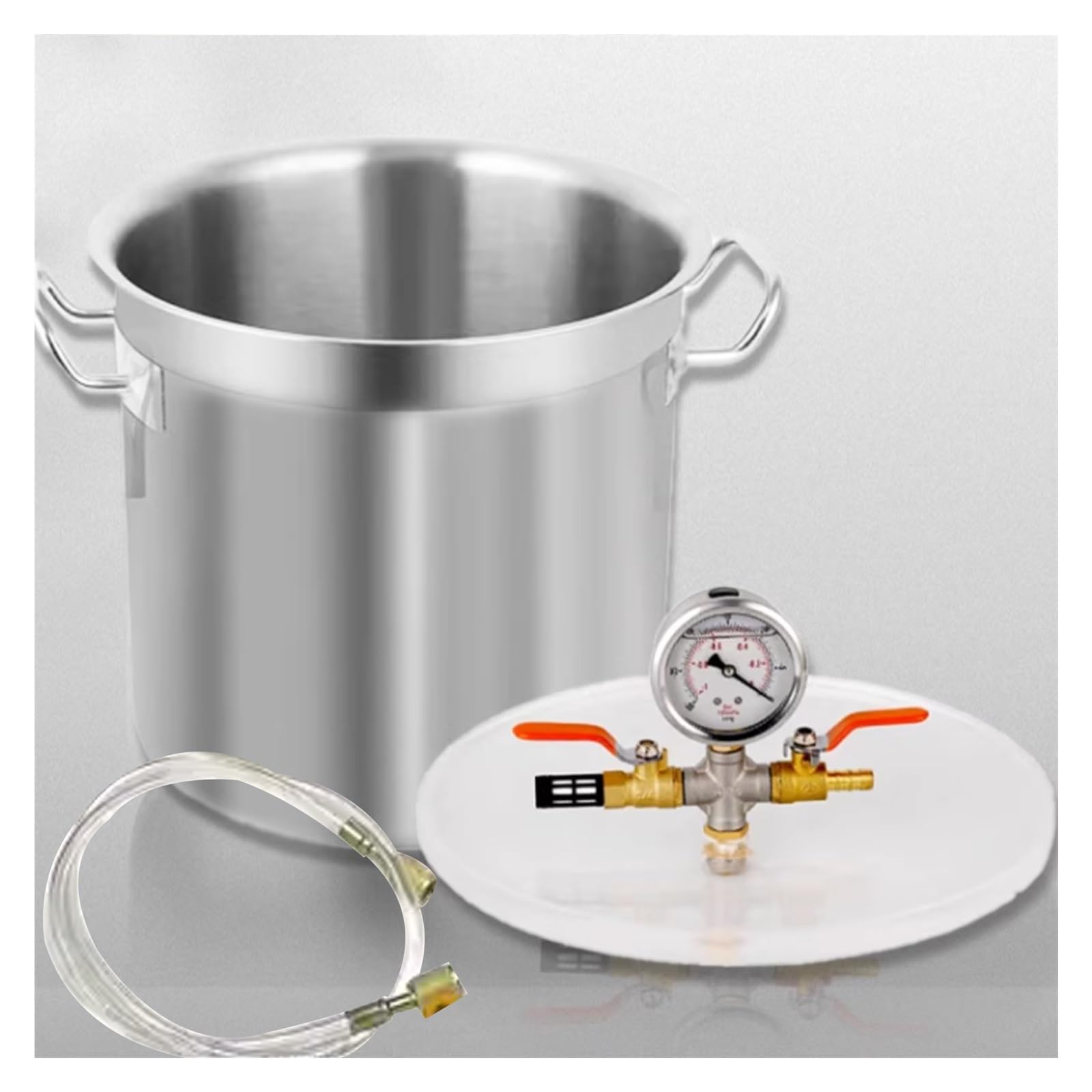6/12/ 20/21/ 35/51/ 72/75/ 100L Plaster Vacuum Degassing Chamber, Stainless Steel Epoxy Resin Vacuum Chamber Kit, with Acrylic Crystal Lid & 1.5m/4.9ft Hose ( Size : 35L/9Gal(35x35cm/13.8x13.8in) )
