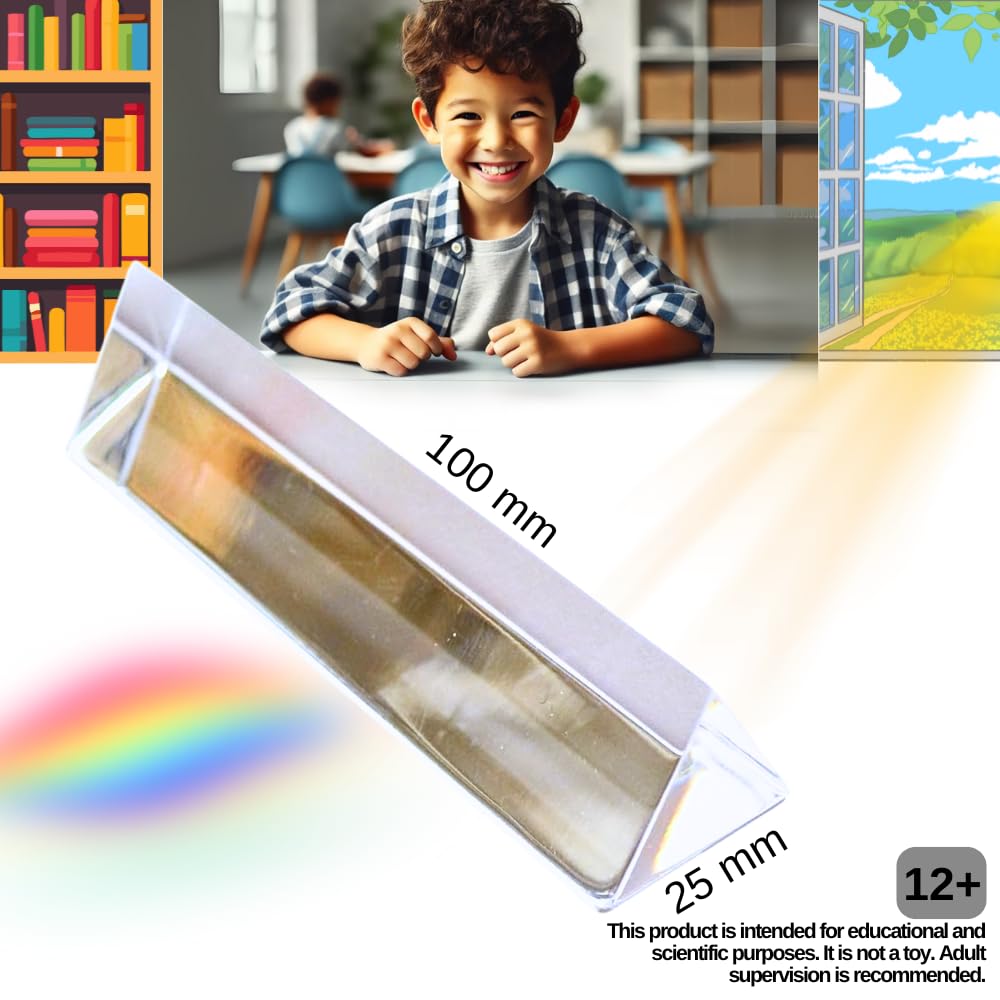 MINISCIENCE.COM Acrylic Equilateral Prism – 25x100mm for Light Refraction & Dispersion Experiments