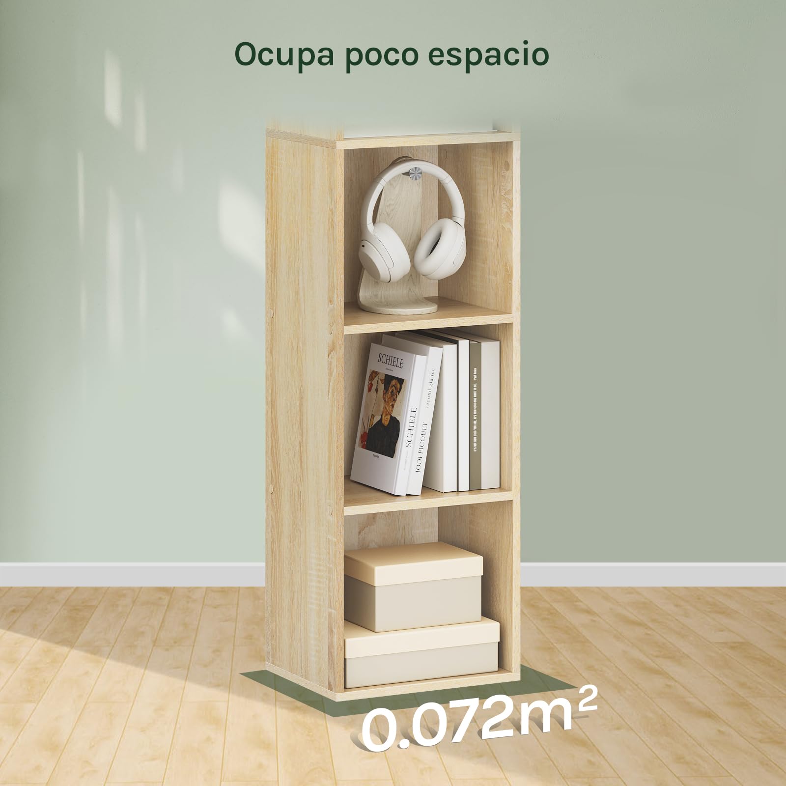 WOLTU Estantería de Piso para Libros de Exposición, con MDF, Roble Claro, Estante de Pared para Oficina, Gabinete para Archivos, 6 Compartimintos, 30x24x158,5cm SK003hei6