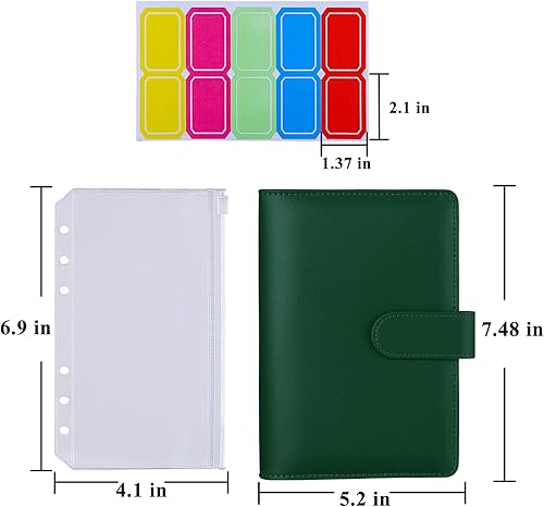 Vista 61 de Antner A6 - Funda de piel sintética con 12 bolsillos para carpetas A6, 6 anillas y sistema de sobres para apartar dinero