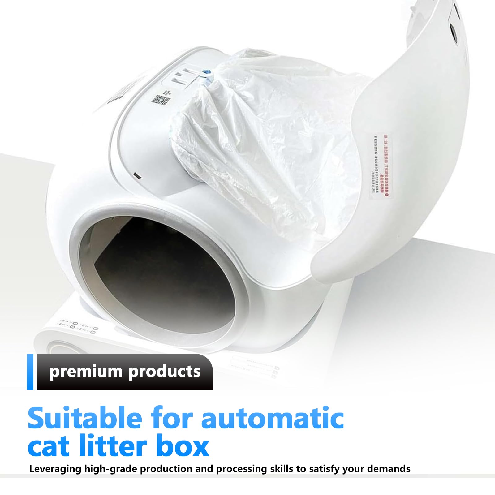 PORFOYO 160 sacchetti per lettiera per gatti, con laccetti, 50 x 40 cm, autopulenti, per lettiera elettrica autopulente