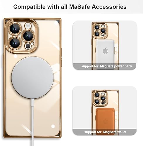 Miniatura 2 de Funda magnética transparente para iPhone 15 Pro Max cuadrada (compatible con MagSafe) con patrón de corazón de amor para mujeres y hombres, borde de