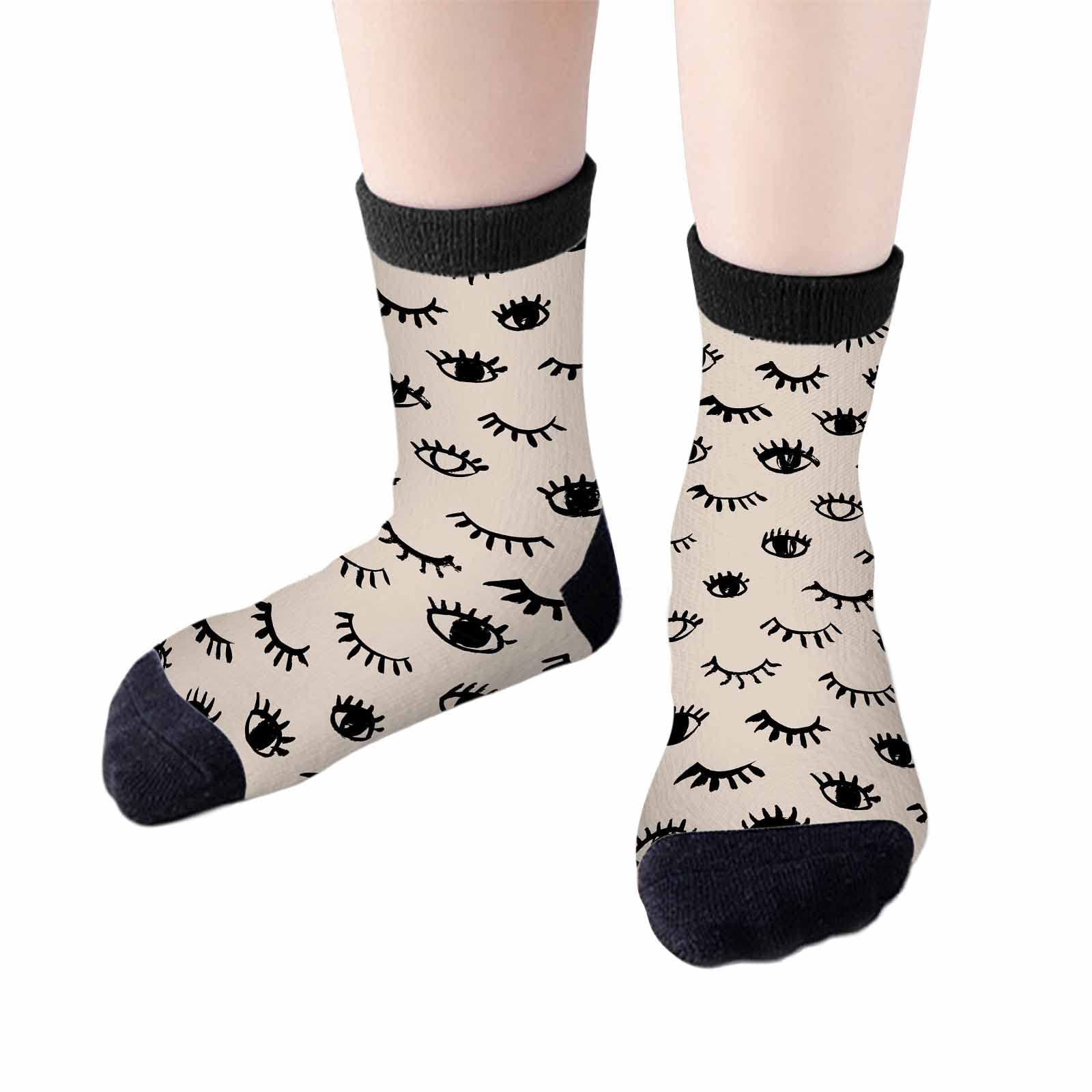 Red Striped Crew Socks for Woman Size 6-8 Christmas Tree Moose Snowflake Dots Lines Girls Socks
