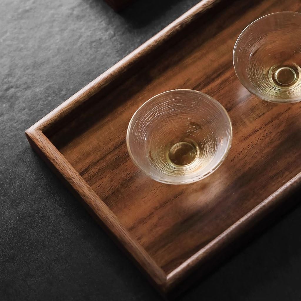 Vassoio Portata Vassoio da tè in Noce Ristorante tè pomeridiano Dessert Conservazione Domestica Rettangolare in Legno for Tazza d'Acqua Svuotatasche