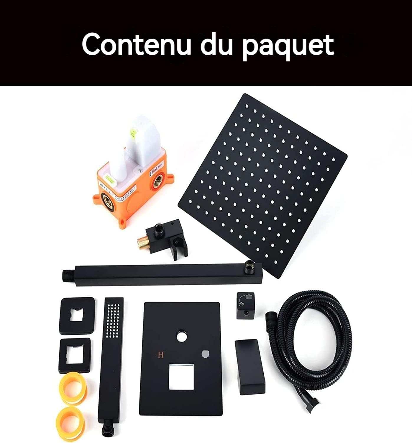 Douche Encastrable avec Douche de Tête 25 cm à Effet Pluie | Mitigeur Douche 2 Voies, Système de Douche Encastré avec Douchette, Installation Murale Facile et Rapide