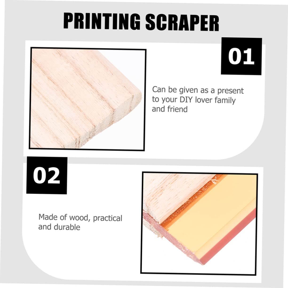 OSALADI Screen Print Screen Set of 2 Wood Squeegee Scrapers Smooth Non-Slip Lightweight Design