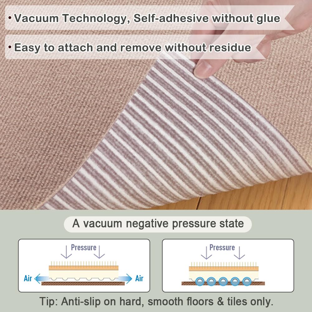Katzentoilettenmatte mit Vakuum-Griffrückseite, waschbar, Anti-Tracking, Katzentoilettenmatte, Streukontrolle, rutschfeste Welpen-Trainingsmatte, leicht zu reinigen, Beige, 90 x 60 cm