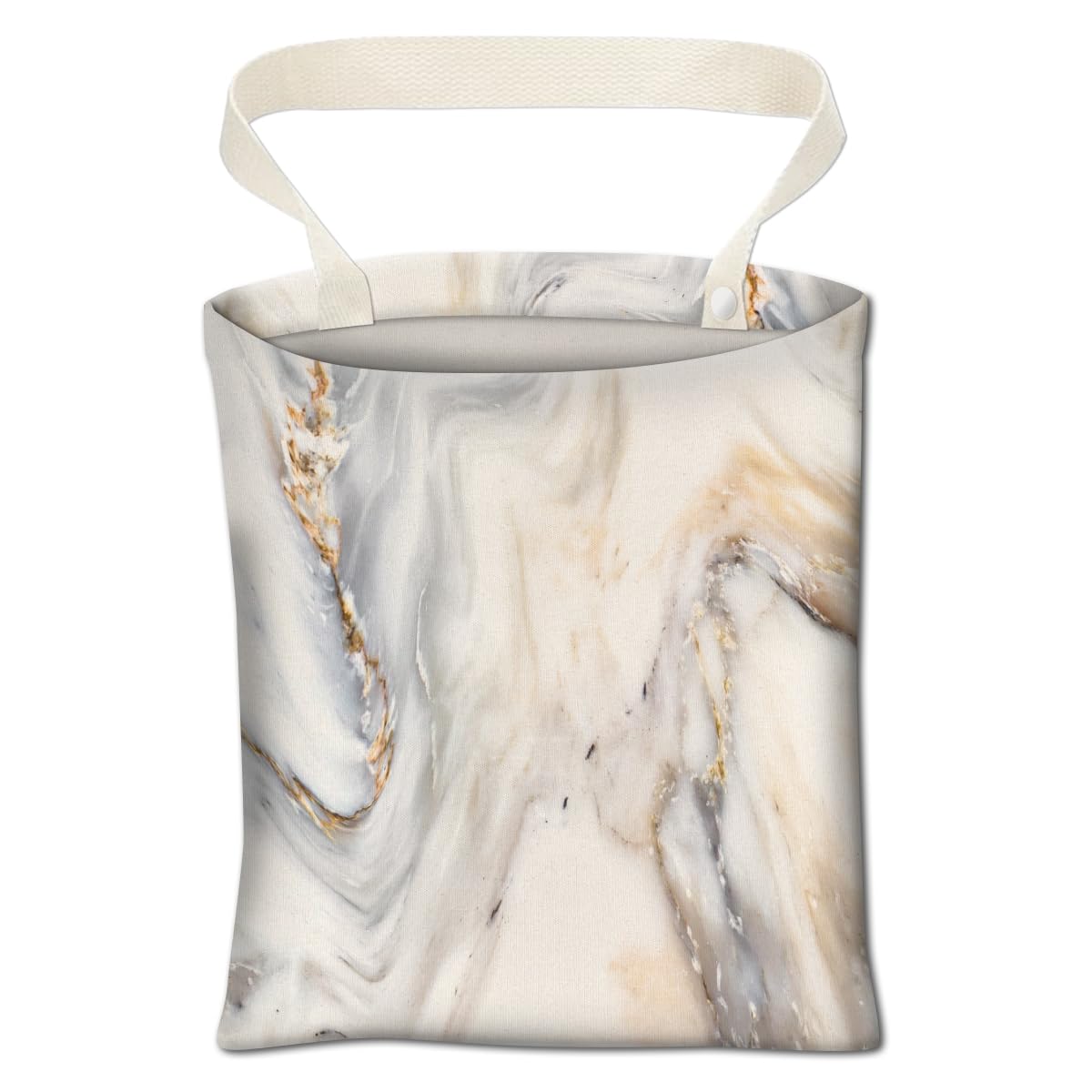Car Trash Can, Cute Car Trash Bag, Hanging Car Organizer and Storage Bag, Trash Bin for Car Accessories, Vehicle, Travelling, Camping Luxury White Marble