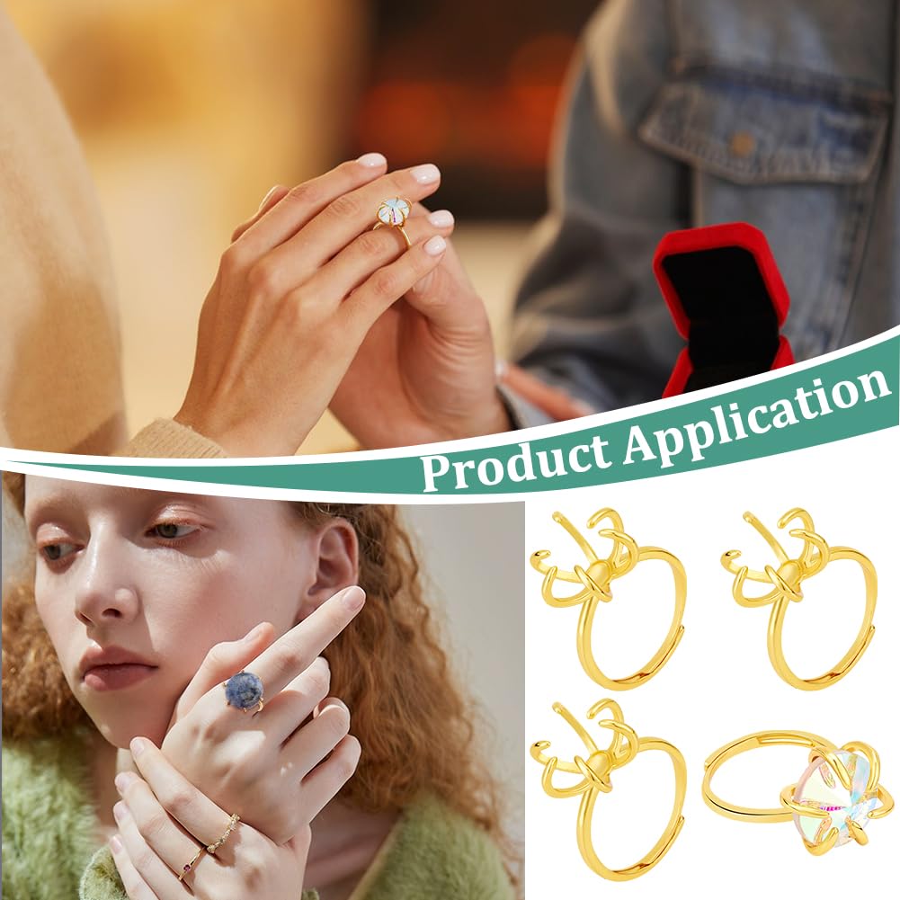 4 Basi Per Anelli Con Artiglio In Ottone - Regolabili, Per Creazione Gioielli Fai Da Te - Foto 3