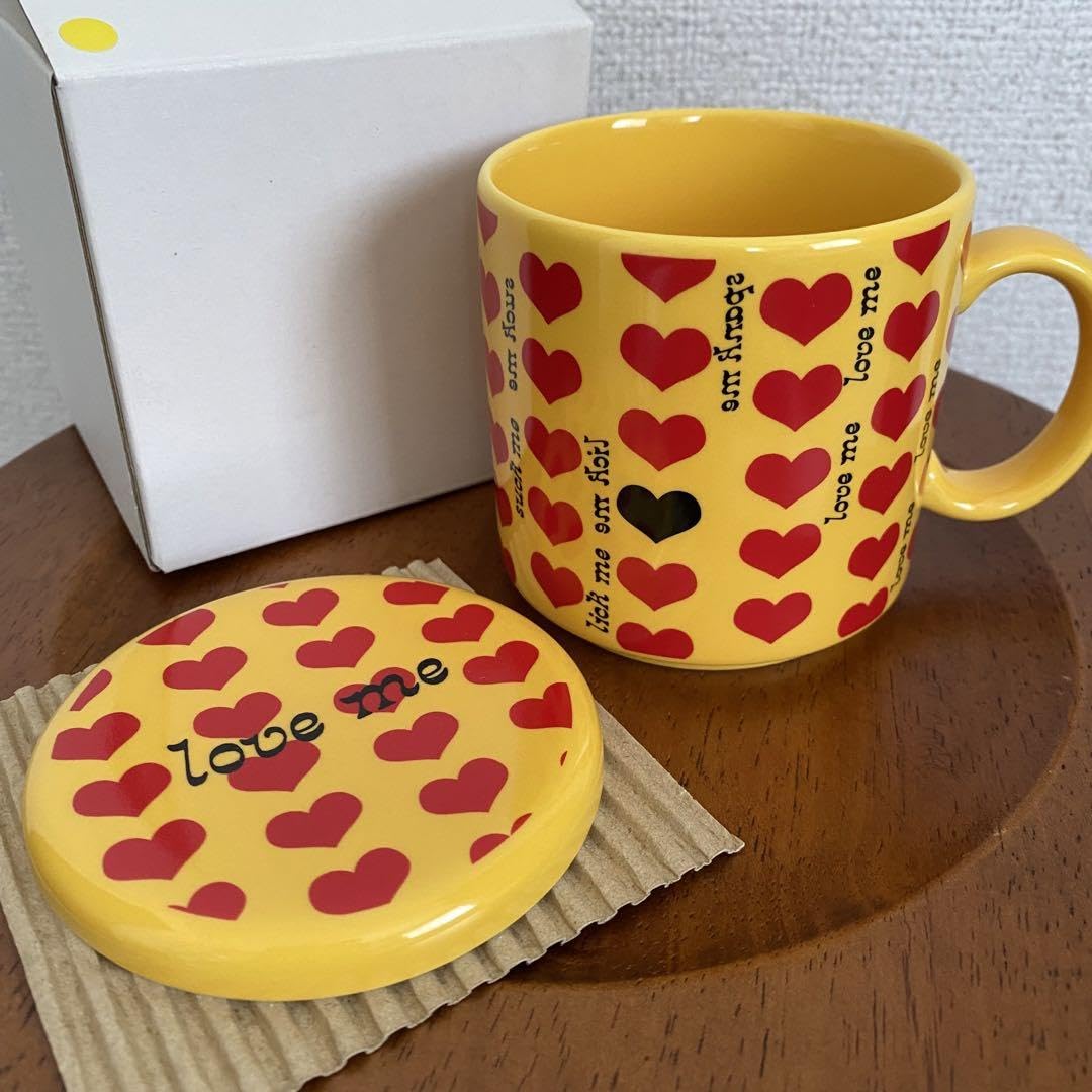 Amazon.co.jp: hide 蓋付き マグカップ イエローハート 昴珈琲 X 