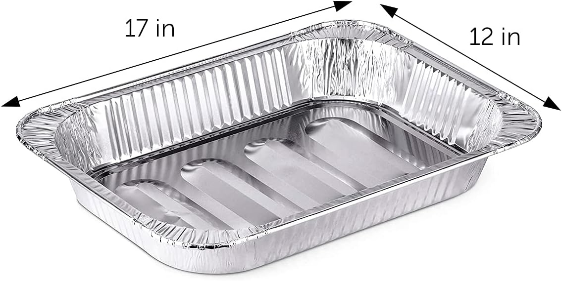 DecorRack 20 X-Large Aluminum Pans 17 x 12 Inch Heavy Duty Disposable Roasting Pan Catering Deep Freezer Food Storage Container Ecofriendly Food Tray Extra-Large (20 Pack): Home & Kitchen