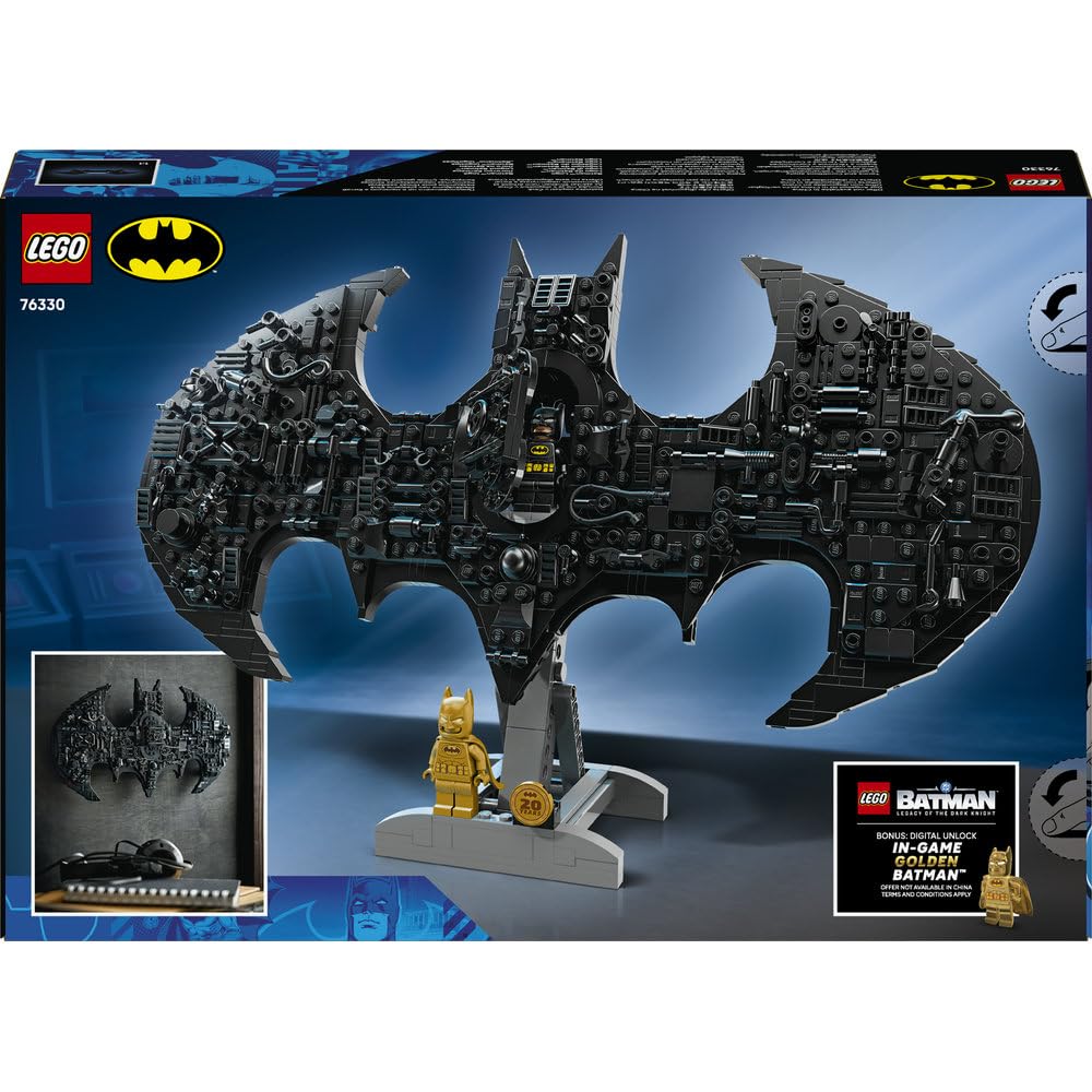 LEGO DC Batman Logo Batmana 76330 | Model kolekcjonerski, do ekspozycji, prezent dla fana Batmana 12+, zestaw klocków konstrukcyjnych, 678 elementów