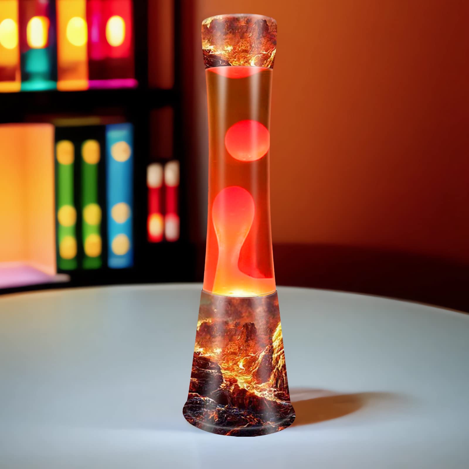 Luz de movimiento, lámpara de volcán de 16 pulgadas con cera roja líquida naranja, luces de noche frescas para el hogar, dormitorio, oficina, decoración de vacaciones, lámparas de lava para 5
