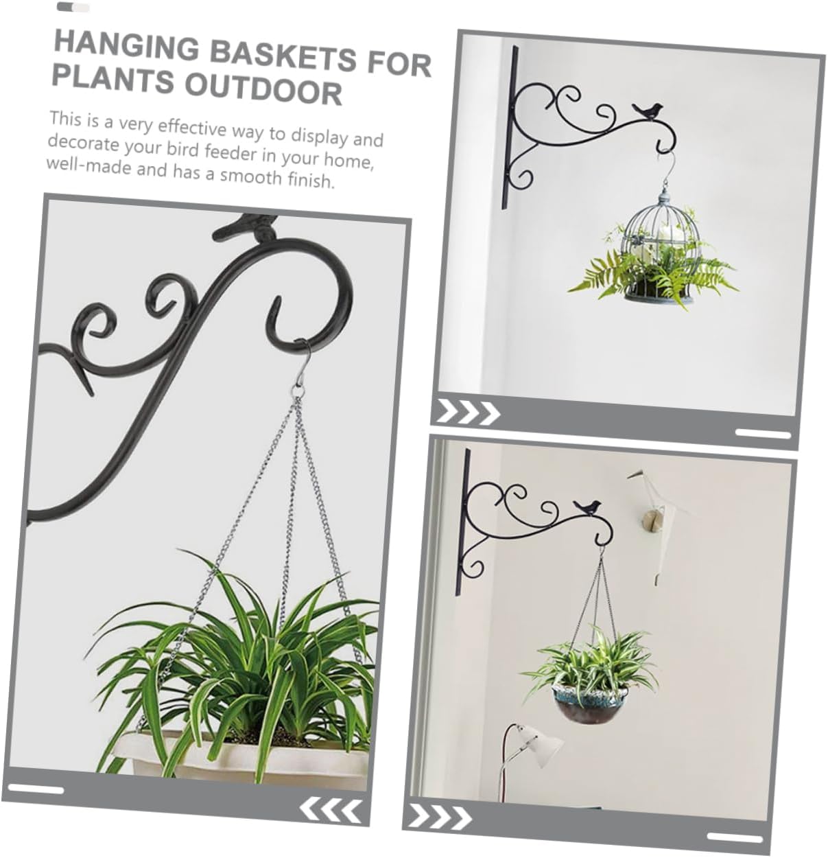 Outdoor Hanging Basket Hook Wall Flower Basket Bracket Iron Plant Hanger for Balcony