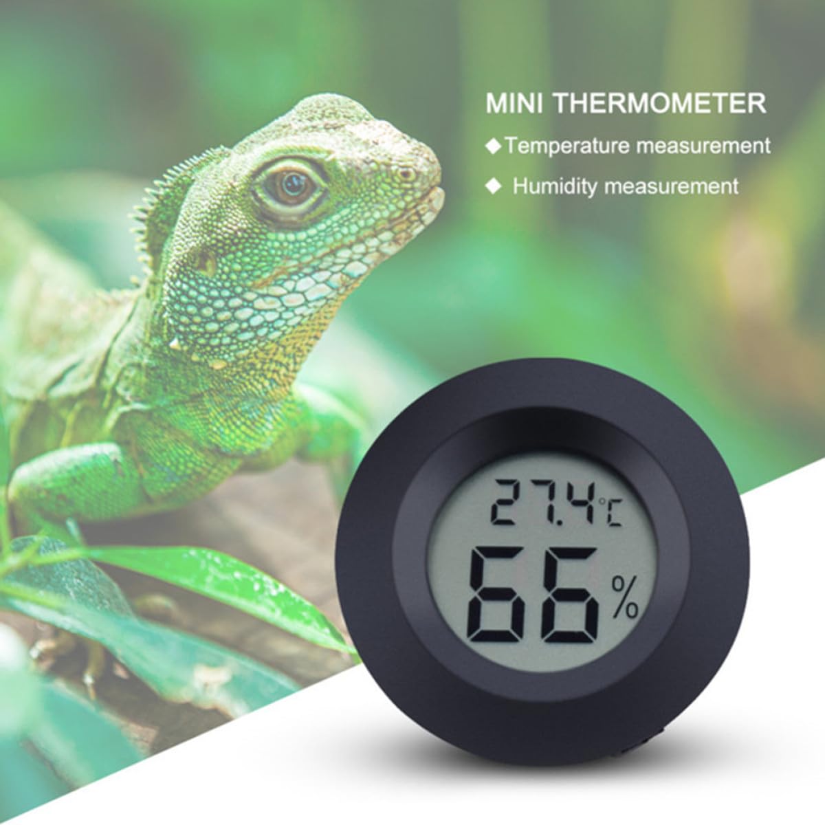 ifundom Igrometro Termometro Digitale Rotondo per Rettili, 10 Pezzi Nero | Abs Acrilico, Compatto e Portatile, per Negozio Animali e Uso Domestico