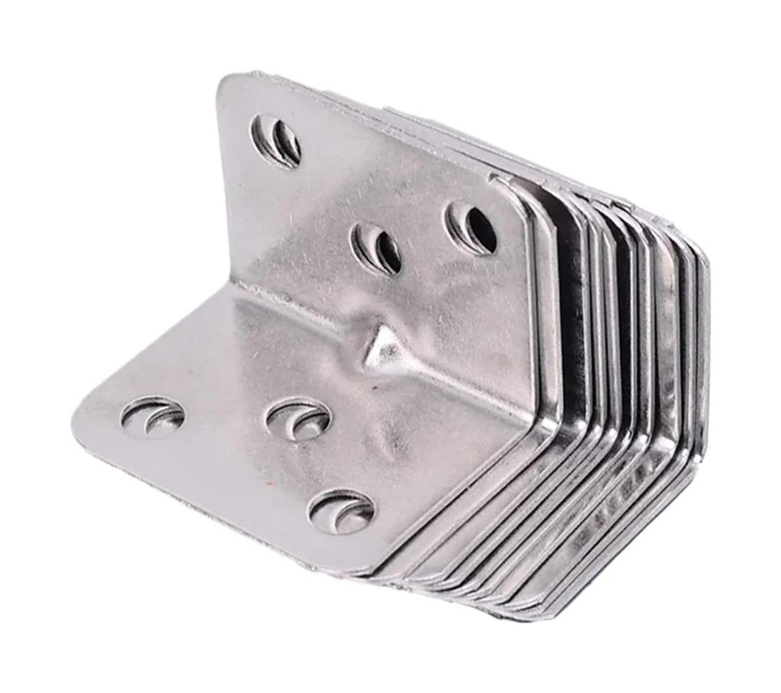 Opeximatun 6Holes-10Pcs Angle Brackets, L Bracket Stainless Steel Corner Right Angle For Furniture Bedframe Cabinet(6Holes-10Pcs)